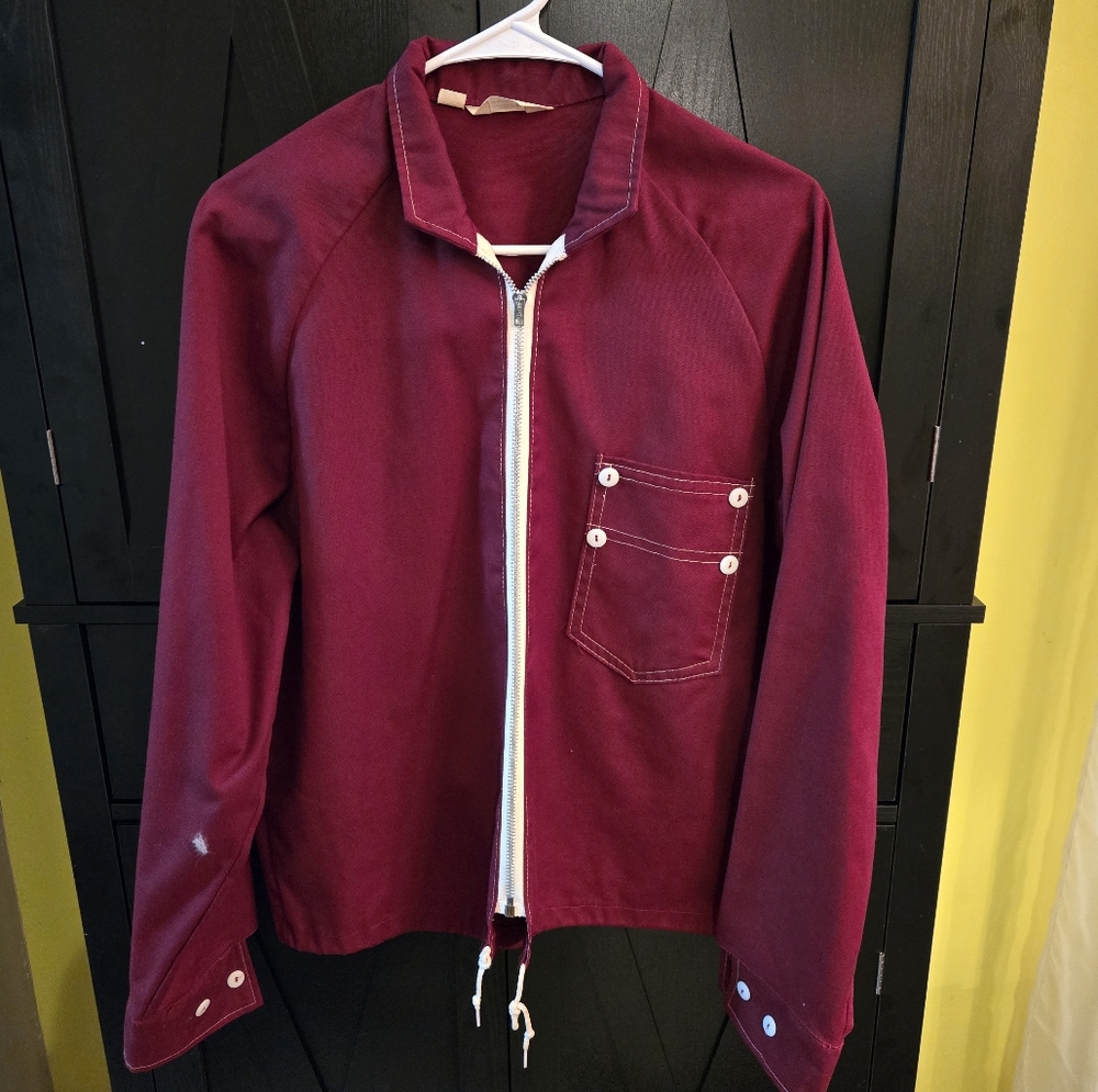 Burgundy Jacket with Front Pocket